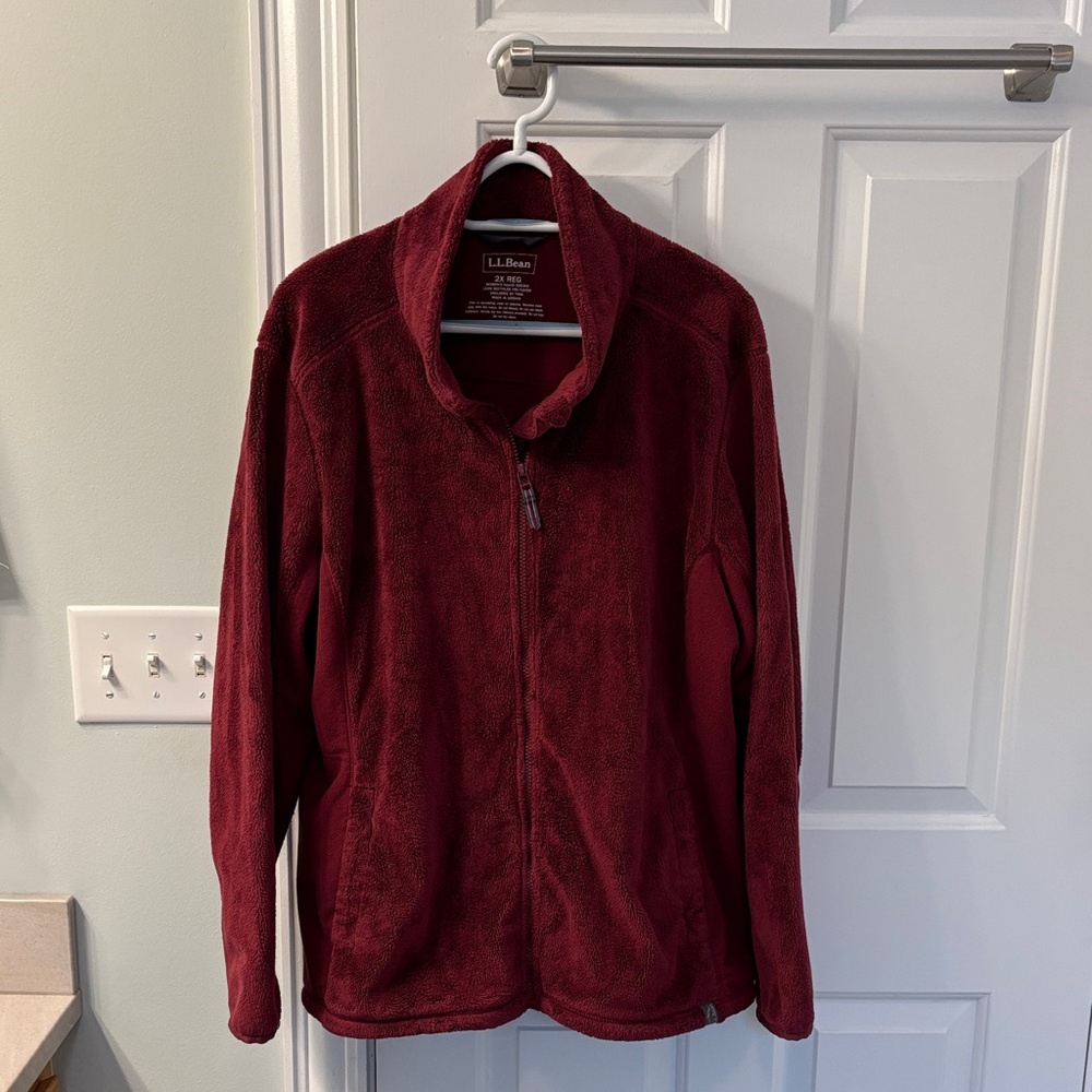 L.L. Bean Women’s Zip-Front Fleece Jacket - Burgundy